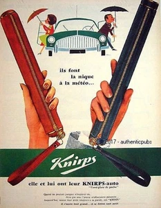 PUBLICITE KNIRPS AUTO PARAPLUIE ANTI PLUIE POCHE DE 1960 FRENCH AD PUB VINTAGE - Imagen 1 de 1