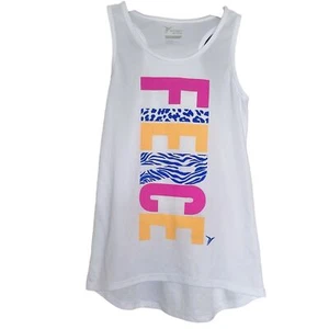 Old Navy Size XL Sz 14 Girls Active Go Dry Tank Top Graphic Print White Fierce - Picture 1 of 12