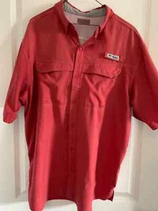 Columbia Sportswear Men's Performance Fishing Gear Orange Short Sleeved Shirt - Picture 1 of 11