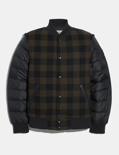 Coach Plaid Varsity Lana Ibrido Convertibile Gilet Puffer Jacket Med