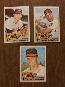 1965 Topps Baltimore Orioles: Sam Bowens, Dave Vineyard, Steve Barber