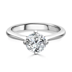 0.50 Ct Round Cut Real Diamond Wedding Proposal Ring 18K Solid White Gold Size 6 - Picture 1 of 6