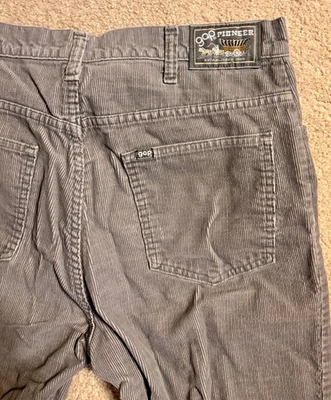 Calça Vintage Gap Pioneer Masculina 30x30 Veludo Cinza Perna Reta Anos 80, 70 - Imagem 1 de 4