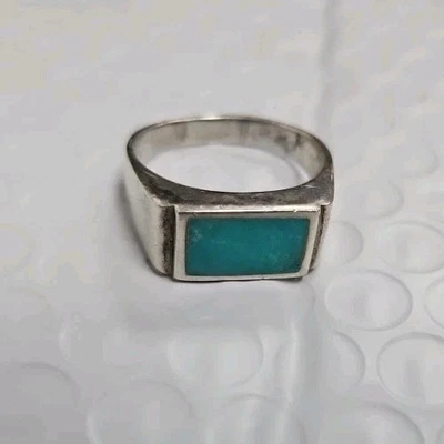 Anillo de piedra turquesa nativa americana de ley 925 talla 11,5 AA388 Foto 1 de 4