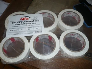 6x PVC Abdeckband, Malerkrepp, Klebeband Alfra EasyRoll weiß, glatt 30mm breit - Bild 1 von 3