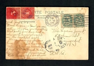HM52e France Paris STATUE postcard 1906 Postage Due 6 cents 1 cent 5 cent - Picture 1 of 2