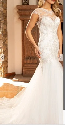 Casablanca Bridals 2386 Monica marfim/nude/prata tamanho 16 - Imagem 1 de 4