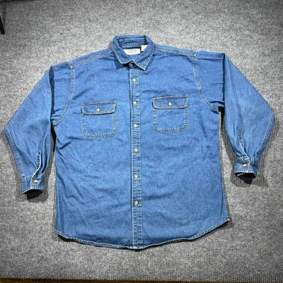 Vintage Big Mac Workwear Denim Long Sleeve Shirt Mens XLT Blue Western Utility - Image 1 of 4