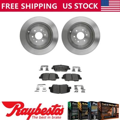 Rear Kit Brake Rotors + Ceramic Pads & Hardware For 2009-2011 Kia Borrego - Image 1 of 4
