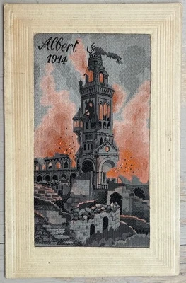WW1 Silk Postcard Albert 1914 - Image 1 of 2