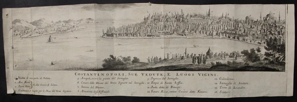 CONSTANTINOPLA ESTAMBUL PAVO 1745 SALMÓN INUSUAL ANTIGUO COBRE GRABADO VISTA Foto 1 de 1