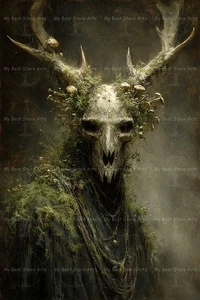 WENDIGO ART PRINT, Woodland Spirit Poster, Dark Folklore Fantasy Forest Decor - Picture 1 of 2