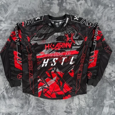 HK Army Youth HSTL Paintball Jersey Red Black Camo Long Sleeve Padded Shirt - Image 1 of 4