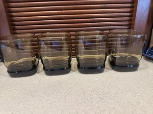 Vintage Libbey Smokey Tawny Carrington 10oz Rocks Glasses - Set of 4 - Picture 1 of 5