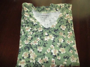 Woman Within Green and Beige Floral T-Shirt Top Size 2X 26/28 - Picture 1 of 2