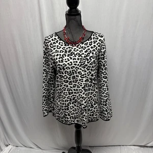 Ann Taylor Leopard Print Long Sleeve Sweater Womens Size Large Pullover Mob Wife - Picture 1 of 8