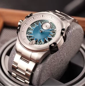 OBLVLO Men's Diving Watch Stainless Steel Blue Dial Mechanical Watch Automatic - Picture 1 of 7