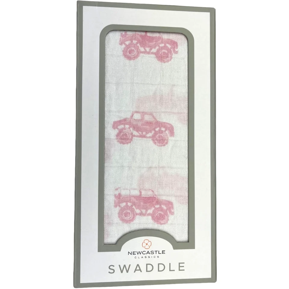 Manta rosa Monster Truck bebé niña bambú muselina blanca Newcastle nueva con etiquetas Foto 1 de 3