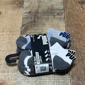 PUMA Boys' 6-Pack Sports Style Low-Cut Socks Shoe Size 4-8.5 NWT - Picture 1 of 5