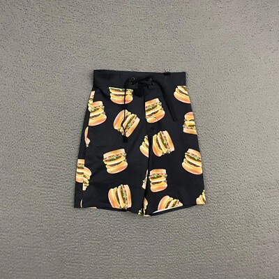 In N Out Burger Board Shorts Boys Large Black All Over Print Food Surfer Beach - Image 1 of 4