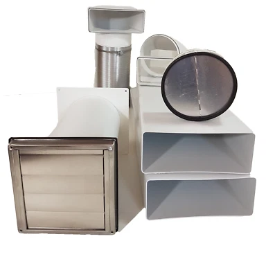 Wall box ø150 stainless steel backflow flap set S6 flat duct 220x90 exhaust - Image 1 of 4