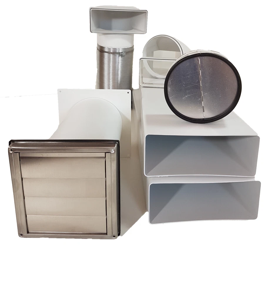 Wall box ø150 stainless steel backflow flap set S6i flat duct 220x90 exhaust - Image 1 of 4