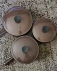 Vintage Le Creuset Brown Saucepan Set 3 Pans Cast Iron 18/20/22 Balloon Handle