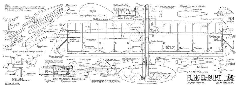 FLINGEL BUNT classic control line combat model plan - Image 1 of 1