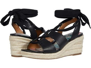 $139 Patricia Nash Riva Wedge Leather Sandal Shoes Black - Multi Sizes - NWB - Picture 1 of 4