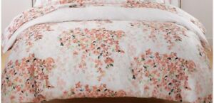 Anne De Solene Paris Glycine Cotton Sateen Queen Duvet Cover Floral Coral