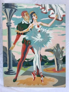 Vintage BALLERINA PAINT-BY-NUMBER PAINTING Unframed 12" X 16" Ballet Dancer PBN - Picture 1 of 11