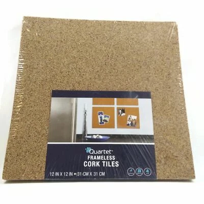 Quartet Pack of 4 Frameless Natural Cork Tiles Boards 12x12 inches New - Image 1 of 4