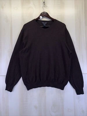 Suéter Garret Scott Extra Fino Lana Merino Mezcla Marrón Cuello en V Para Hombre 2XL-10717 Foto 1 de 4