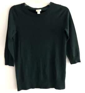 J. Camiseta pulóver de lana con cuello redondo manga 3/4 Crew para mujer talla XS verde - Imagen 1 de 9