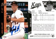 Jon Keller Signed 2015 Choice Frederick Keys #08 Card Auto AU