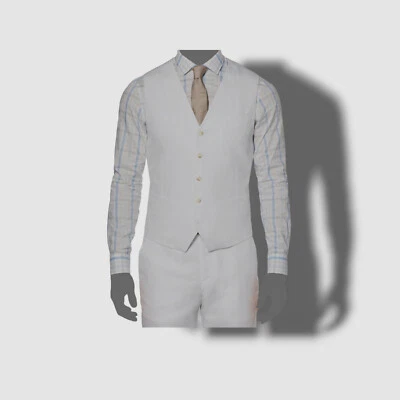$79 Perry Ellis Portfolio Men's White Fit Solid Linen Suit Vest Waistcoat Size S - Image 1 of 2