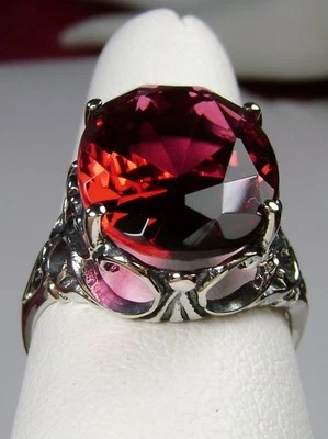 Simulated 8ct Ruby Sterling Silver Vintage Filigree Ring D10 - Image 1 of 4