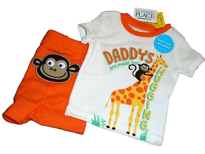 9P NUEVO CON ETIQUETAS NB 0-3M The Children's Place Daddy Conjunto de 2 Pantalones Cortos Pijama Foto 1 de 3