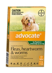 Advocate for Dogs Flea, Heartworm and Worm Treatment up to 4 kg 3 pack - Picture 1 of 1