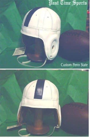 1940 Old  Penn State Leather Football Helmet  Nittany Lions White Blue Stripe Cover