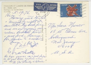 Storia Postale - Francobollo Francia A USA Basilica del Sacro Cuore 1976 Scott 1447 C2 - Foto 1 di 2