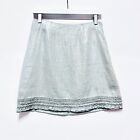 Tommy Bahama Women’s 100% Linen Ferrin Foil Metallic Silver Skirt Size 4 Mini