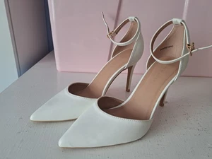 Newlook White Pointed High Heels. Ankle Strap Size 5 - Picture 1 of 5