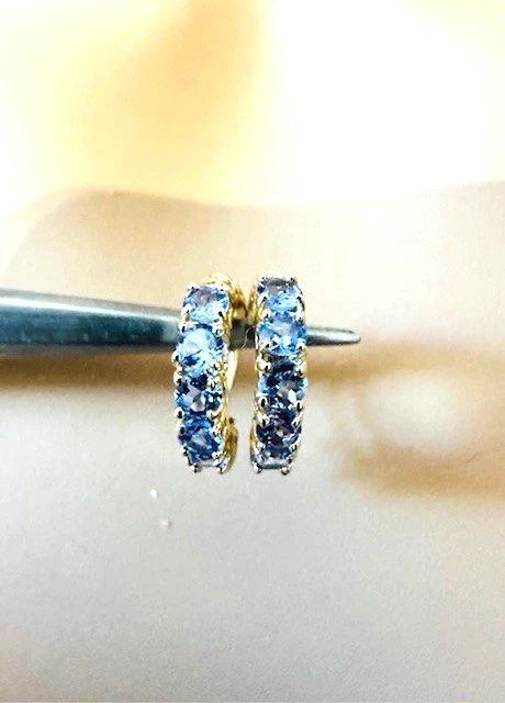 Pendientes Huggie Aro Amatista Oro Amarillo 14K Estate Foto 1 de 4