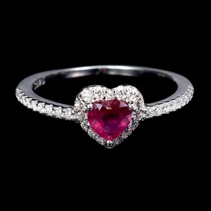 925 Sterling Silver Ring Heart Ruby 5mm Natural Gemstone Jewelry Size 8 - Picture 1 of 14
