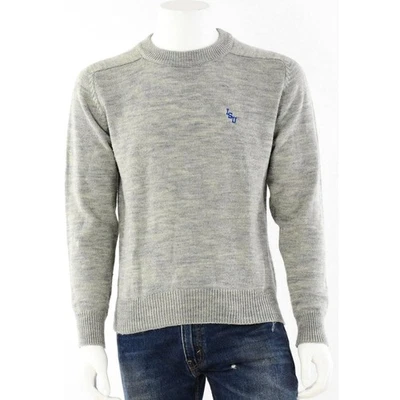 Suéter Tejido Campeón Vintage Años 70 Para Hombre L Gris Cuello Redondo ISU Logo Bordado Foto 1 de 4