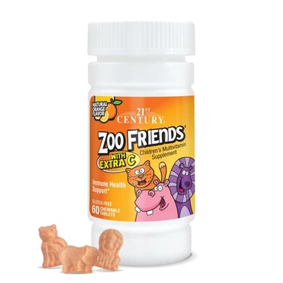 Multivitaminas masticables 21st Century Zoo Friends con C extra 60 unidades Foto 1 de 4