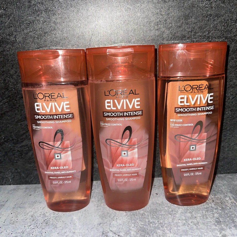 3 Lot L’oreal Elvive Smooth Intense Shampoo Frizz Control Kera-Oleo Loreal - Image 1 of 1