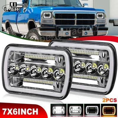 2x Faros LED rectangulares Fit Dodge Ram Van B150 B250 B350 1988-1993 5x7" 7x6" Foto 1 de 4