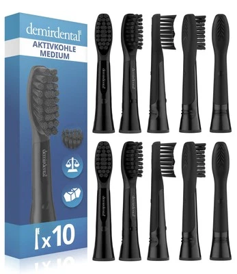 Lot of 10 Demirdental Medium Push On Brushes with Activated Carbon for Oral-B Pulsonic  - Image 1 of 4